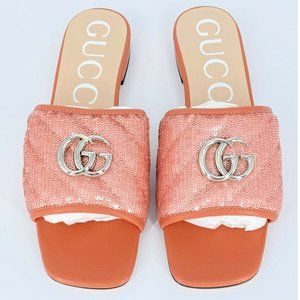 🚫SOLD🚫Brand New Authentic Women's Pink Gucci Marmont Sequin Sandals Size 38